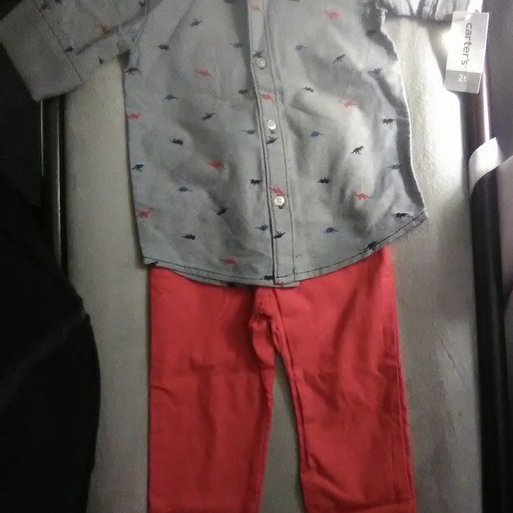 Two piece little boys pant & button up shirt